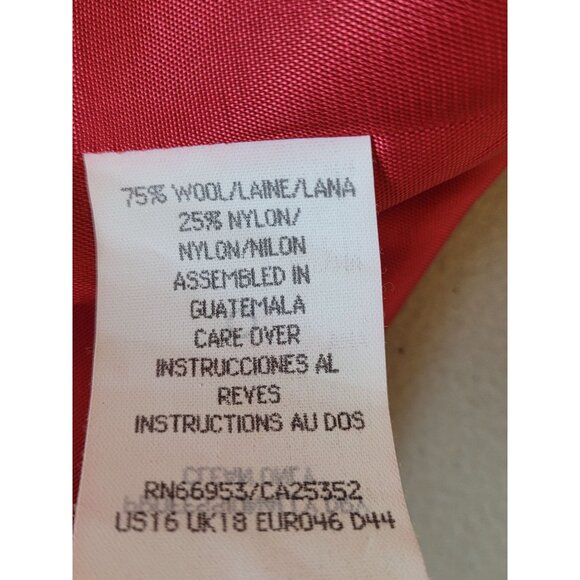 Joan Leslie Womens Red Wool & Nylon Blazer Size 16 With Gold Button Detail - Picture 14 of 16